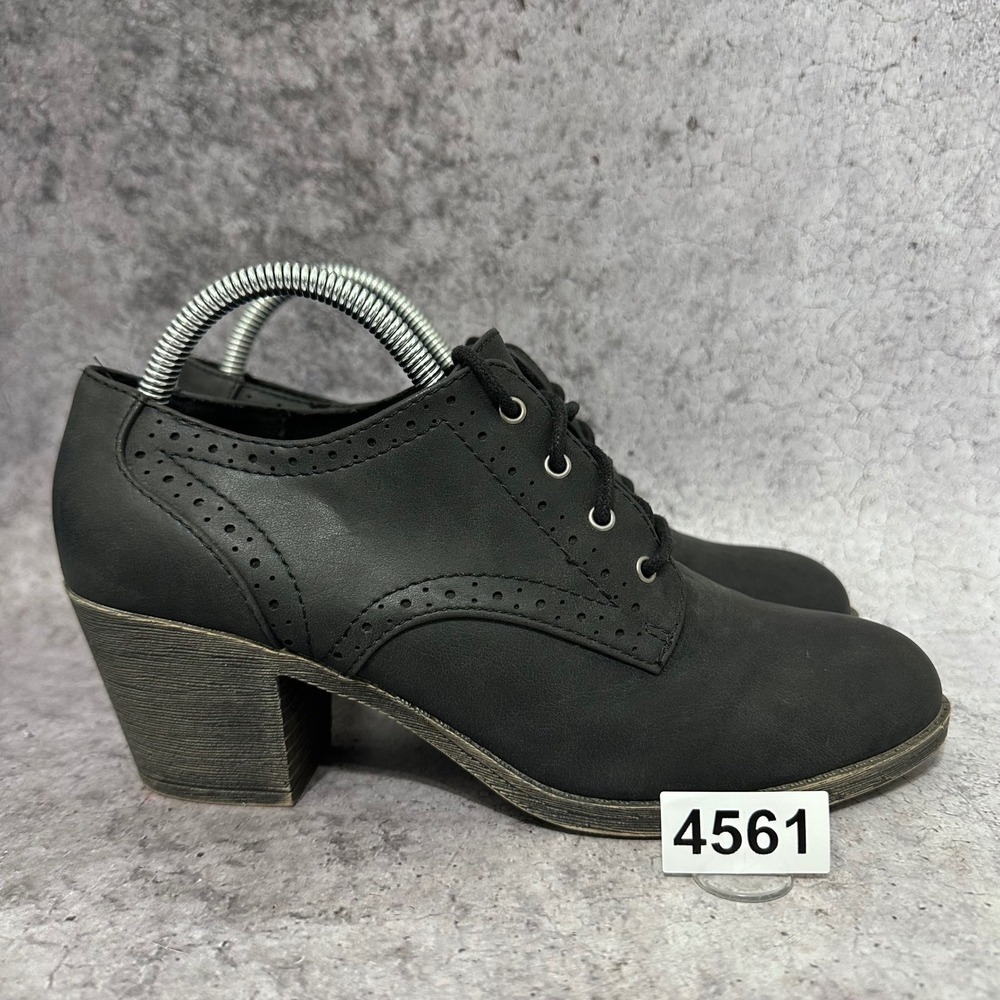 Rocket Dog Selina Oxford Bootie Womens 10 Black Brogue Chunky Stacked Heel Lace